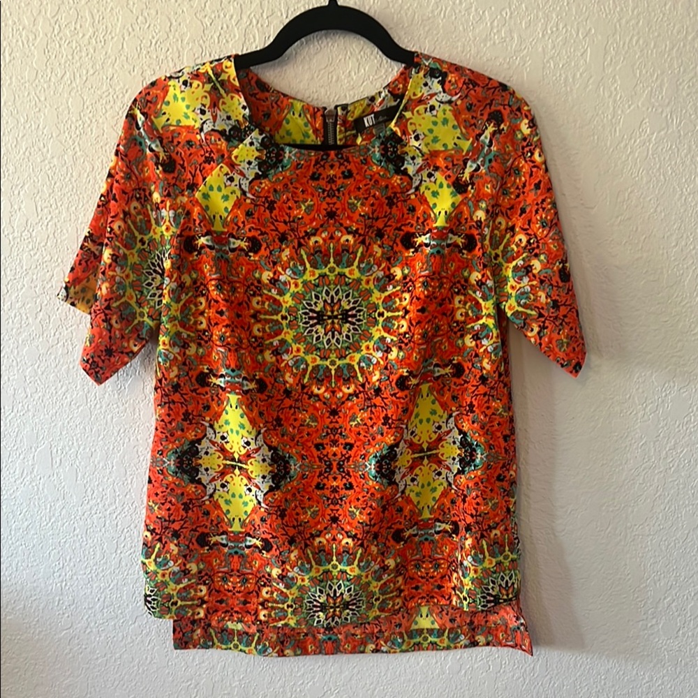 Kut from the Kloth Orange Yellow Graphic Blouse